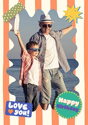 Photo of Stripes and Stickers Birthday Card