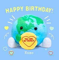 Tap to view Swizzels Love Hearts You're My World Blue Square Birthday Card
