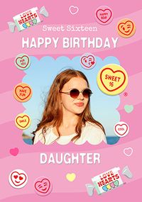 Tap to view Swizzels Love Hearts Sweet 16th Daughter Birthday Photo Card
