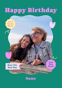 Tap to view Teal Border Contemporary Birthday Photo Card