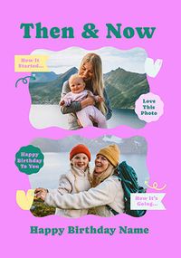 Tap to view Then & Now Contemporary 2 Photo Birthday Card