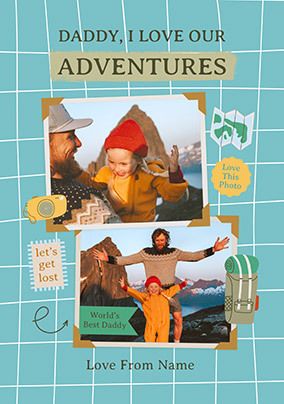 Photo of Adventure Dad Photo Upload Birthday Card