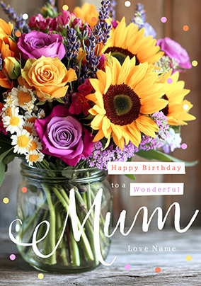 Mum Sunflower Bouquet Personalised Birthday Card