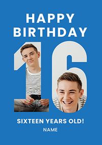 Tap to view Blue 16 Years Old Birthday Card