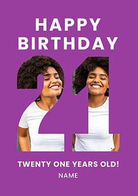 Photo of Purple 21 Years Old Birthday Card