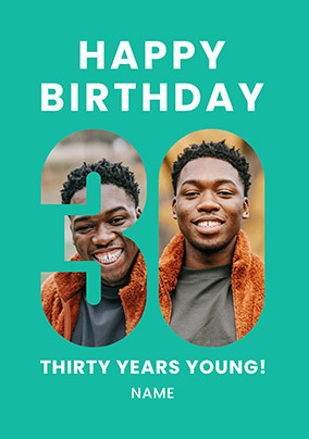 Green 30 Years Young Birthday Card
