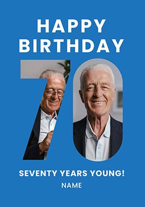 Photo of Blue 70 Years Young Birthday Card
