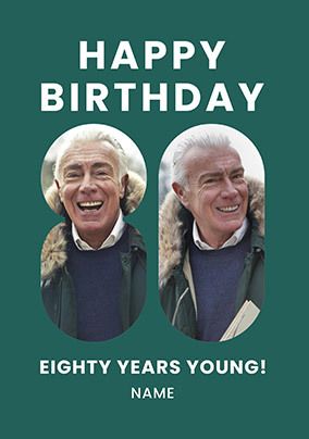Photo of Green 80 Years Young Birthday Card