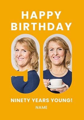 Photo of Orange 90 Years Young Birthday Card