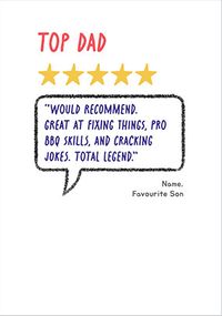 Tap to view Son's 5 Star Review Dad Birthday Card