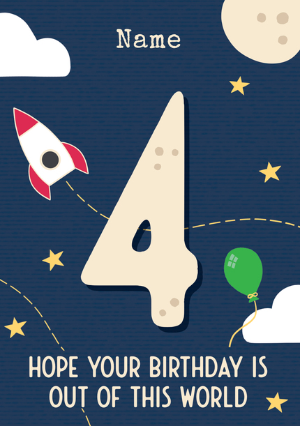 Out of this World 4th Personalised Birthday Card
