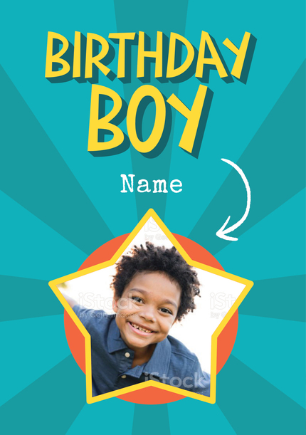 Birthday Boy Star Photo Card