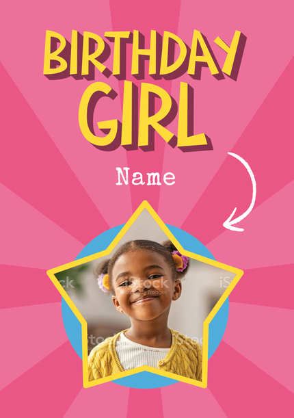 Birthday Girl Star Photo Card