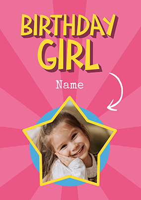 Birthday Girl Star Photo Card