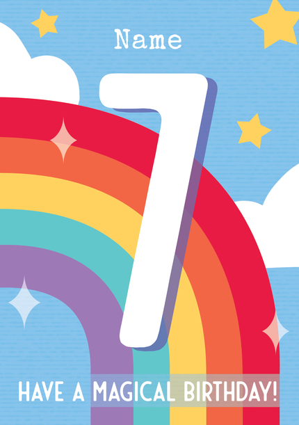 Rainbow Personalised 7th Birthday Card