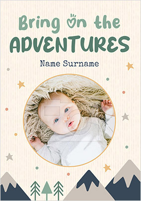 Adventures New Baby Photo Card
