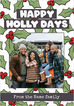 Happy Holly Day Photo Christmas Card