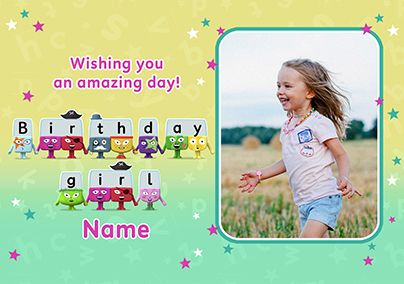 Photo of Alphablocks Birthday Girl Photo Card