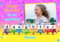 Tap to view Alphablocks Daughter Landscape Birthday Photo Card