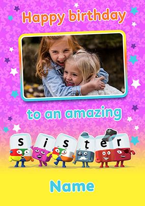 Photo of Alphablocks Amazing Sister Birthday Photo Card