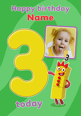 Numberblocks 3 Today Birthday Photo Card
