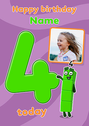 Numberblocks 4 Today Birthday Photo Card