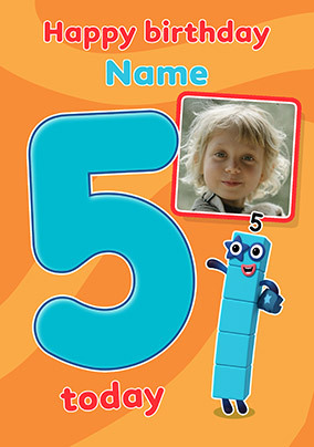 Numberblocks 5 Today Birthday Photo Card