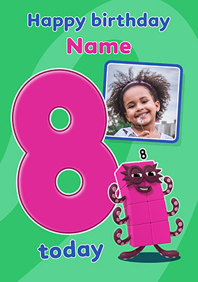 Numberblocks 8 Today Birthday Photo Card