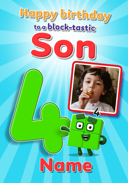 Numberblocks Age 4 Birthday Photo Card