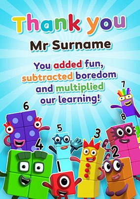 Photo of Numberblocks Thank You Teacher Card