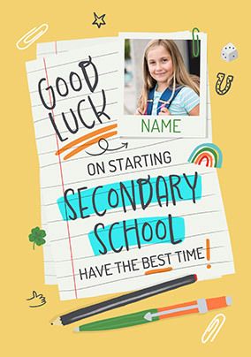 Photo of Good Luck At Secondary School Photo Polaroid Card