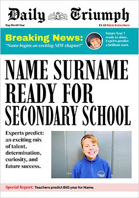 Photo of Ready For Secondary School Newspaper Card