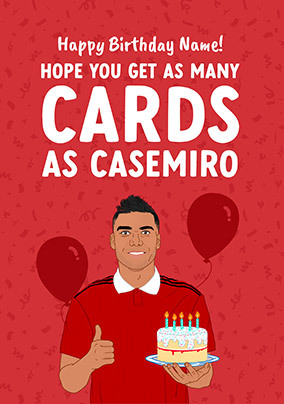 Footballer with Cake Birthday Card