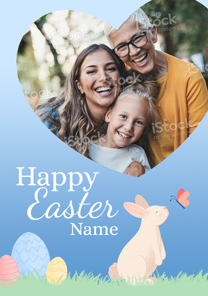 Personalised Photo Heart Bunny Easter Card