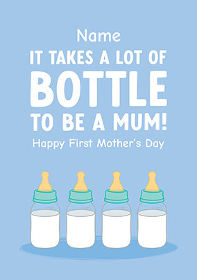 Personalised Blue Bottle Mothers Day Card