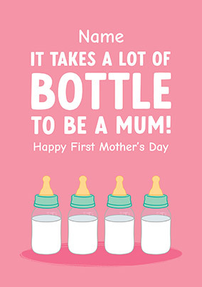 Personalised Pink Bottle Mothers Day Card