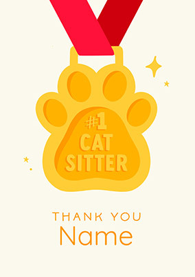 No.1 Cat Sitter Personalised Thank You Card