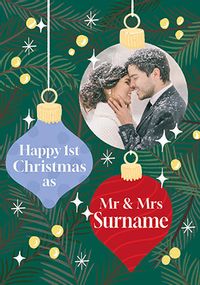 1st Christmas as Mr and Mrs Photo Tree Card