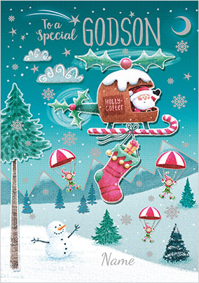 Special Godson Christmas Personalised Card