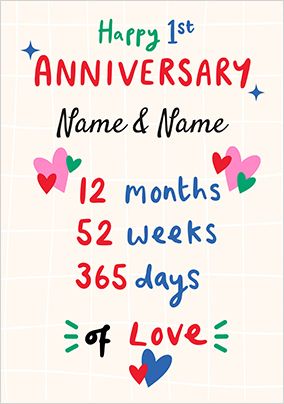 Photo of 12 Months of Love Anniversary Card