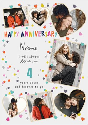 Photo of Colourful 7 Photo Upload Anniversary Card