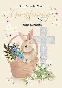 Tap to view Rabbit in Basket Christening Day Card