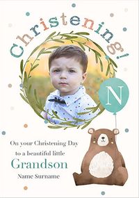 Tap to view Beautiful Grandson Photo Christening Card
