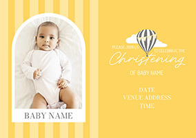 Yellow Stripe Christening Invite Card