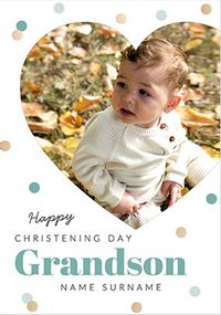 Tap to view Happy Christening Day Grandson Photo Card