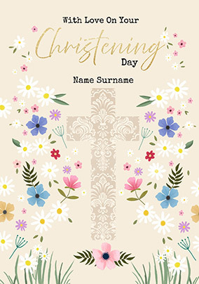 With Love on your Christening Day Cross Card