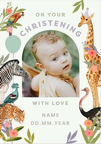 Tap to view On your Christening Jungle Animals Photo Card
