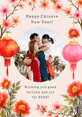 Fortune and Joy Chinese New Year Photo Card
