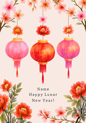 Personalised Happy Lunar New Year Lanterns Card