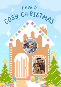 Cosy Christmas Gingerbread Photo Card